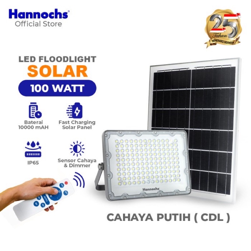 HANNOCHS LAMPU LED SOROT FLOODLIGHT SOLAR PANEL 100W 100 WATT