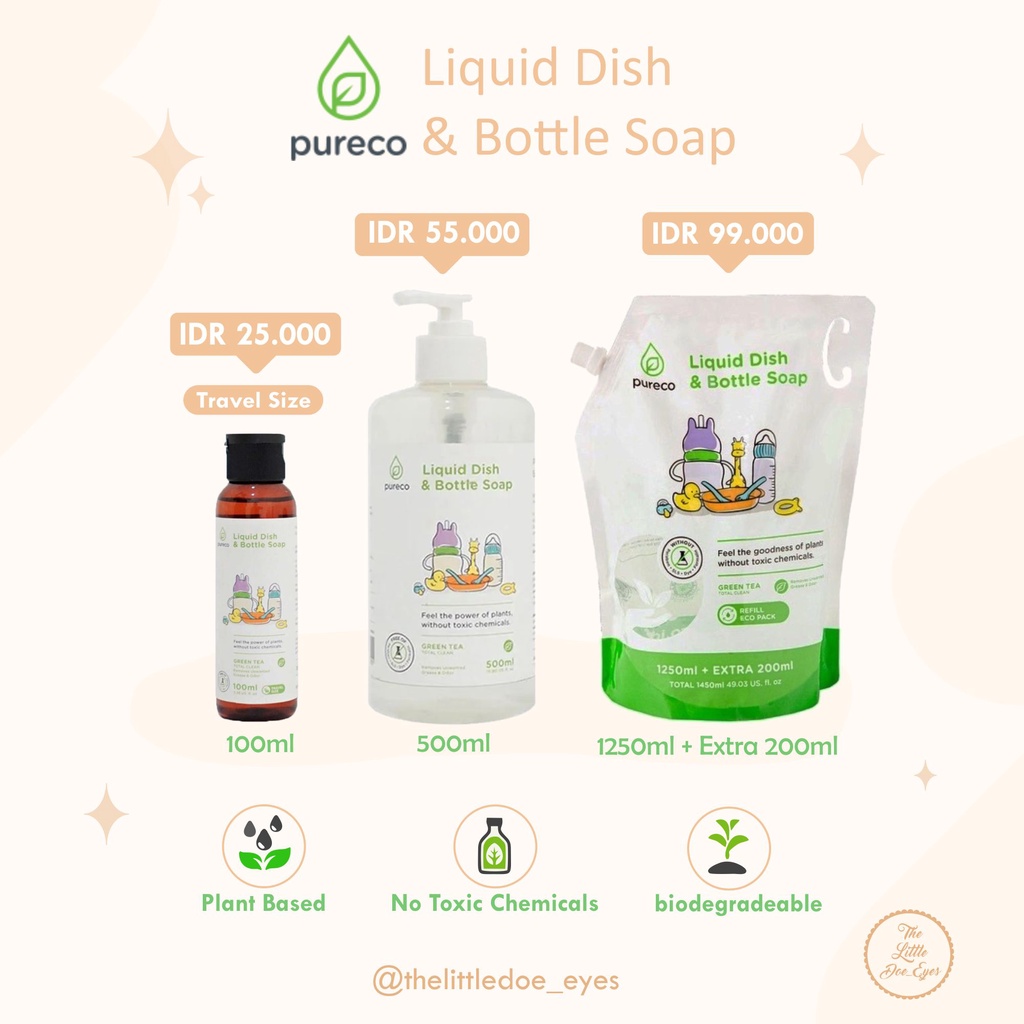 [READY] Pureco Liquid Detergent / Dish &amp; Bottle 1450ML Refill ECO Pack