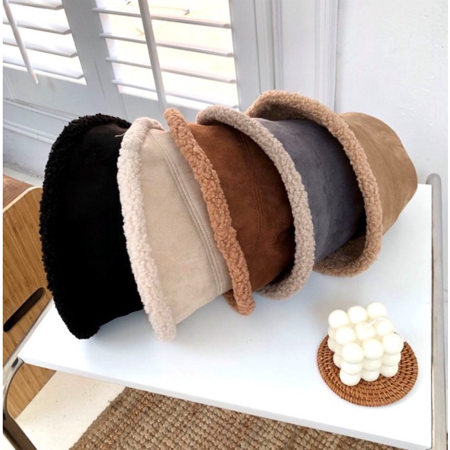 IMPORT WOMAN TEEN SUEDE WOOL WINTER BUCKET HAT KOREAN STYLE TOPI WOL WANITA MUSIM DINGIN MUSIM GUGUR