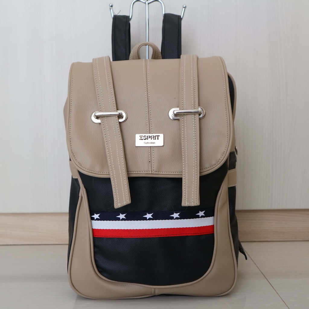 BARU Tas Ransel Espirit Coklat Muda Backpack Wanita Fashionable Modis Remaja Dewasa Gaul