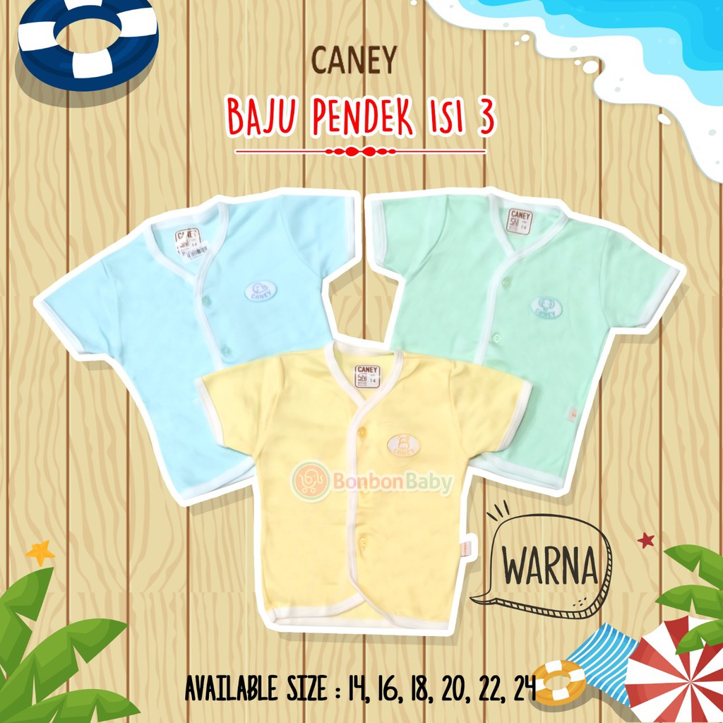 Caney baju pendek isi 3 dasar putih atau warna