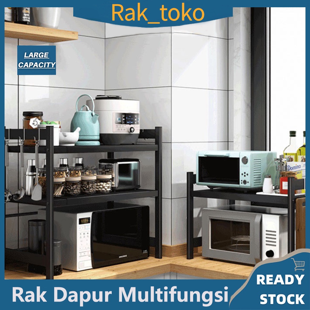 (COD)  Rak Dapur Multifungsi Penyangga Oven Microwave Rak Penyimpanan Bumbu Dan Alat Dapur 1/2 lapisan