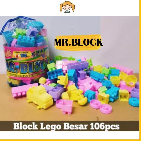 [KODE JQ4898] [ONGKIR 1 KG] Mr Block Mainan Balok Lego Besar Anak Balita Edukasi Isi: 106, 136, 176,