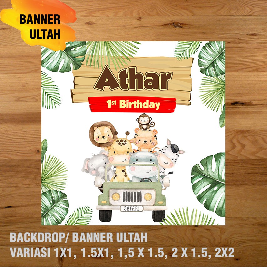 Cyailaa Kebun Binatang /Zoo/Animal Banner/ Backdrop/ Spanduk Ulang Tahun Ul-Tah
