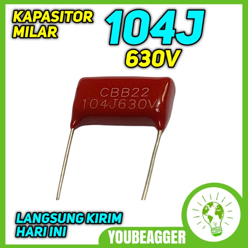 Kapasitor milar 104j 630v