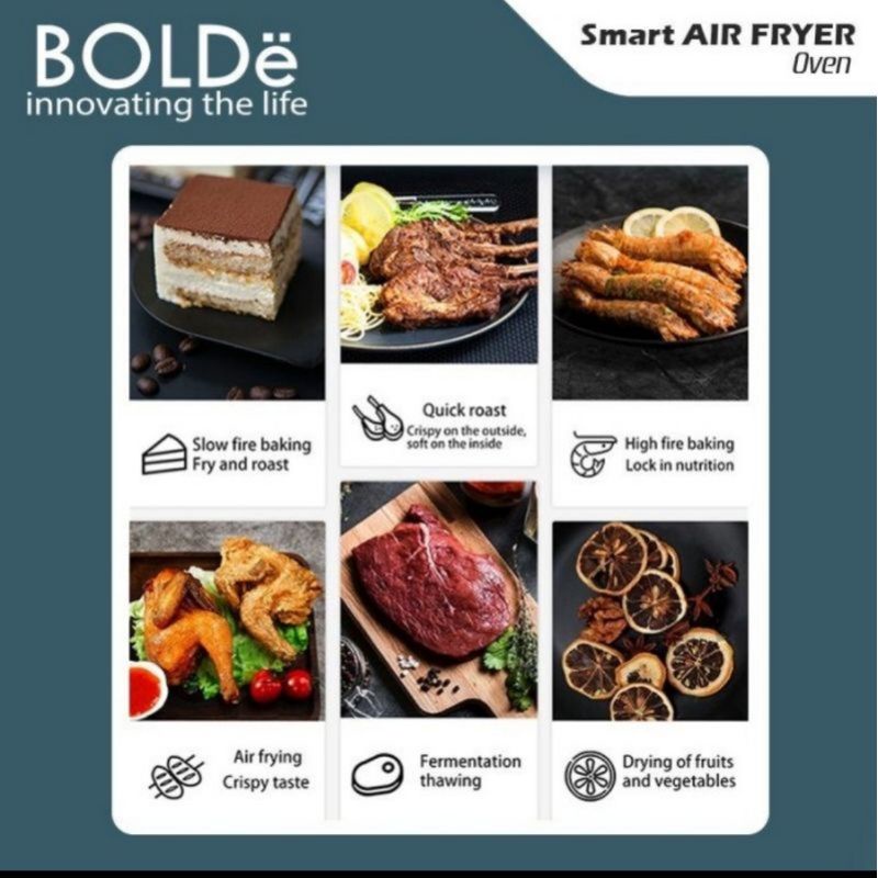 BOLDE Super  Smart Oven Air Fryer 24L Black Diamond Models Kerenz Original