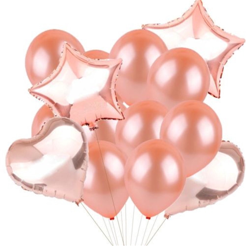 Balon Latex Rose Gold Party Decor Confetti Untuk Pernikahan Hati Bintang Huruf Balon Foil Pesta Ulang Tahun Foil Baloons Baby Shower Acara Anniversary Rose Gold