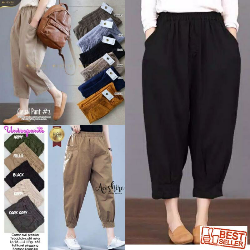 celana panjang wanita casual katun twill