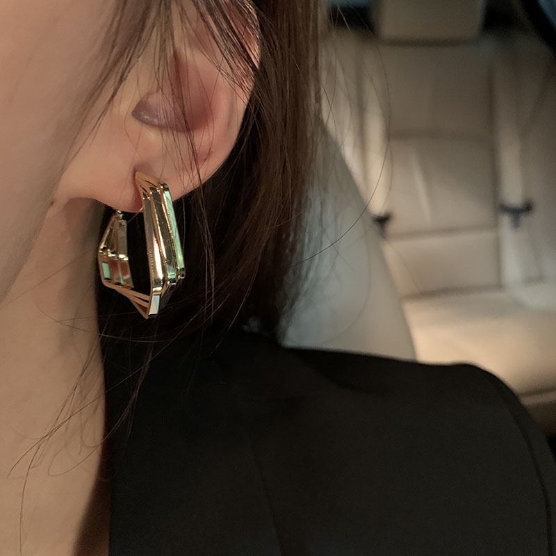 Anting Segitiga Geometris Vintage Untuk Wanita Aksesoris Telinga Korea