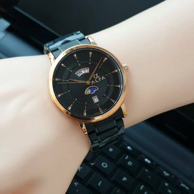 Jam Tangan Pria Alfa Original Super Mewah Dan Elegan - Jam Tangan Alfa Original - Hitam Rosse Gold