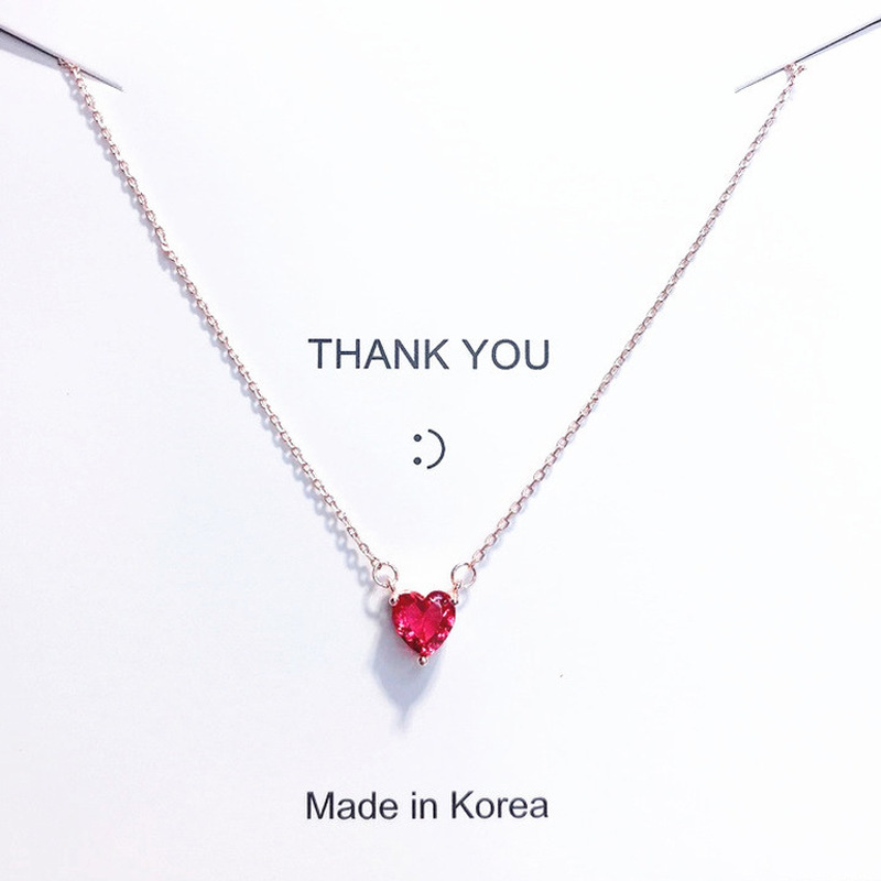 Kalung Rantai Dengan Liontin Bentuk Hati Gaya Korea Untuk Wanita