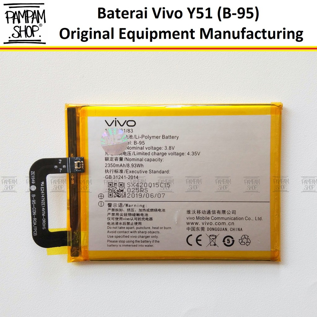 Baterai Vivo Y51 B-95 B95 Batre Batrai Battery HP Y 51