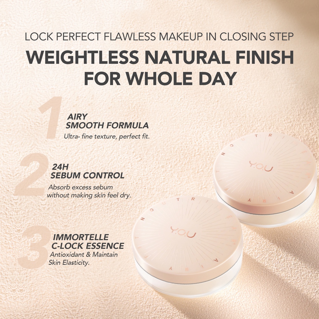 YOU NoutriWear+ Airy Fit Loose Powder [Nourishing | Oil-control Hingga 24 Jam | Tahan Lama | Tahan Air]