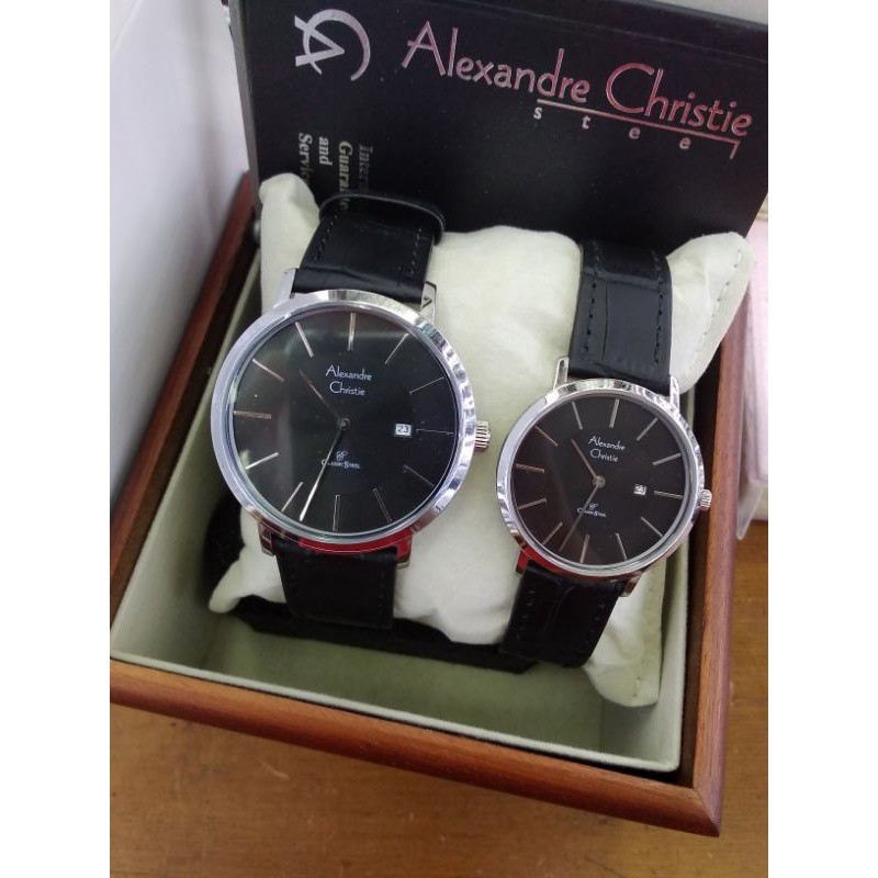 Alexander Christie 8599 Silver Black Tali Kulit  Original