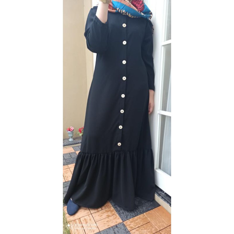 abaya trendy kancing buttom(bs busui)cantik bahan super adem