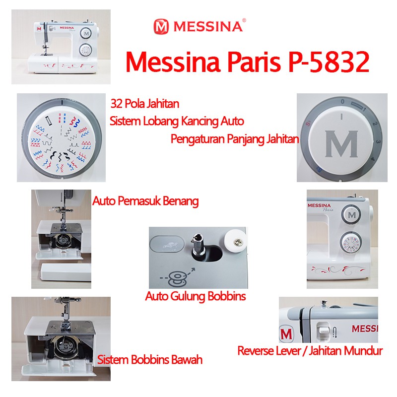 Messina P5832 Mesin Jahit Portable Multifungsi