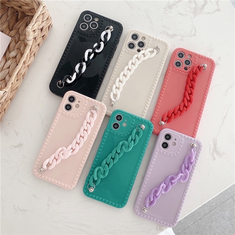 Soft Case Heart Frame Chain Colorful Glossy Case iPhone 7 7+ 8 8+ X XR XS 11 12 PRO MAX