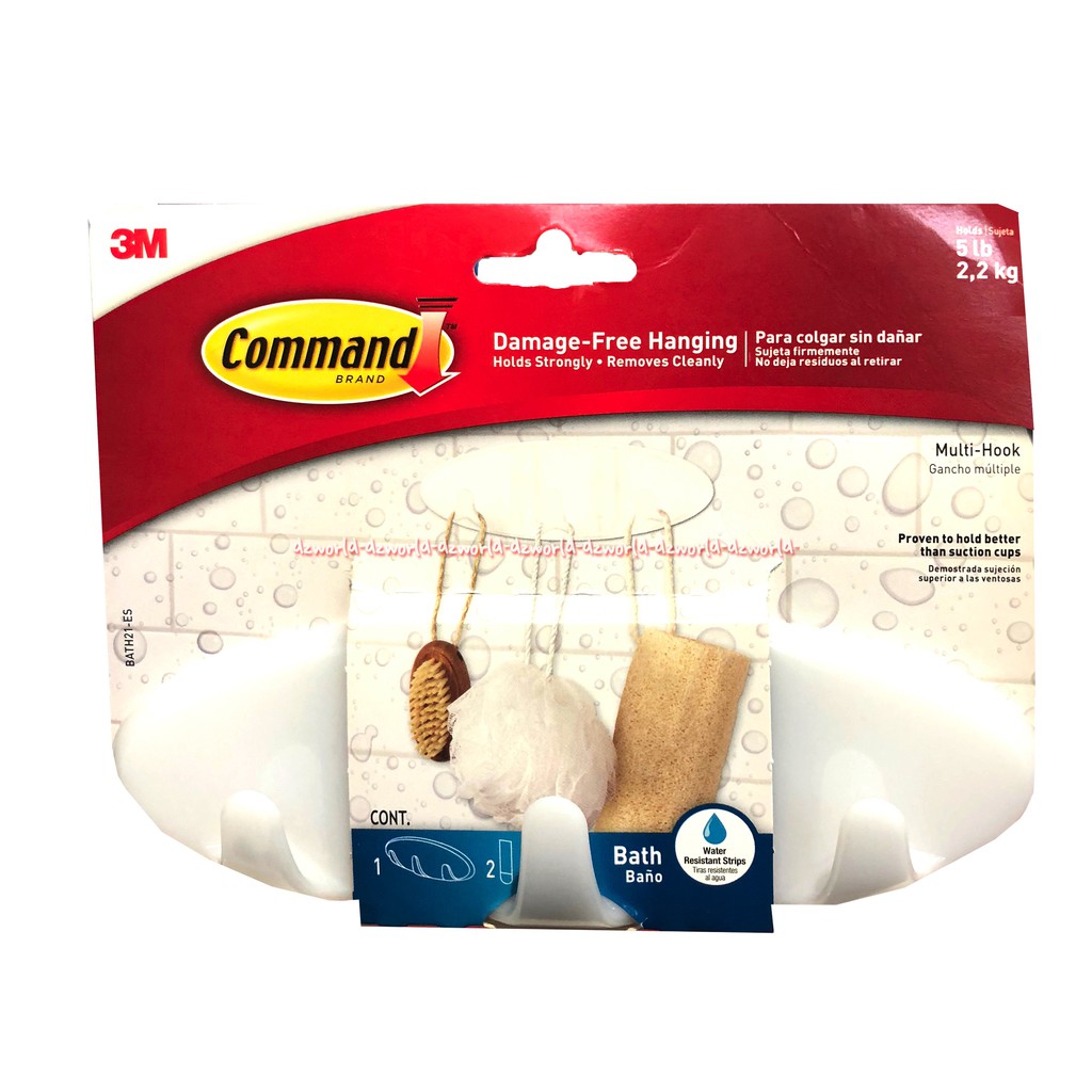 Command 3M Damage Free Hanging Multi Hook Gantungan Dinding Mampu Menahan Beban 2.2Kg