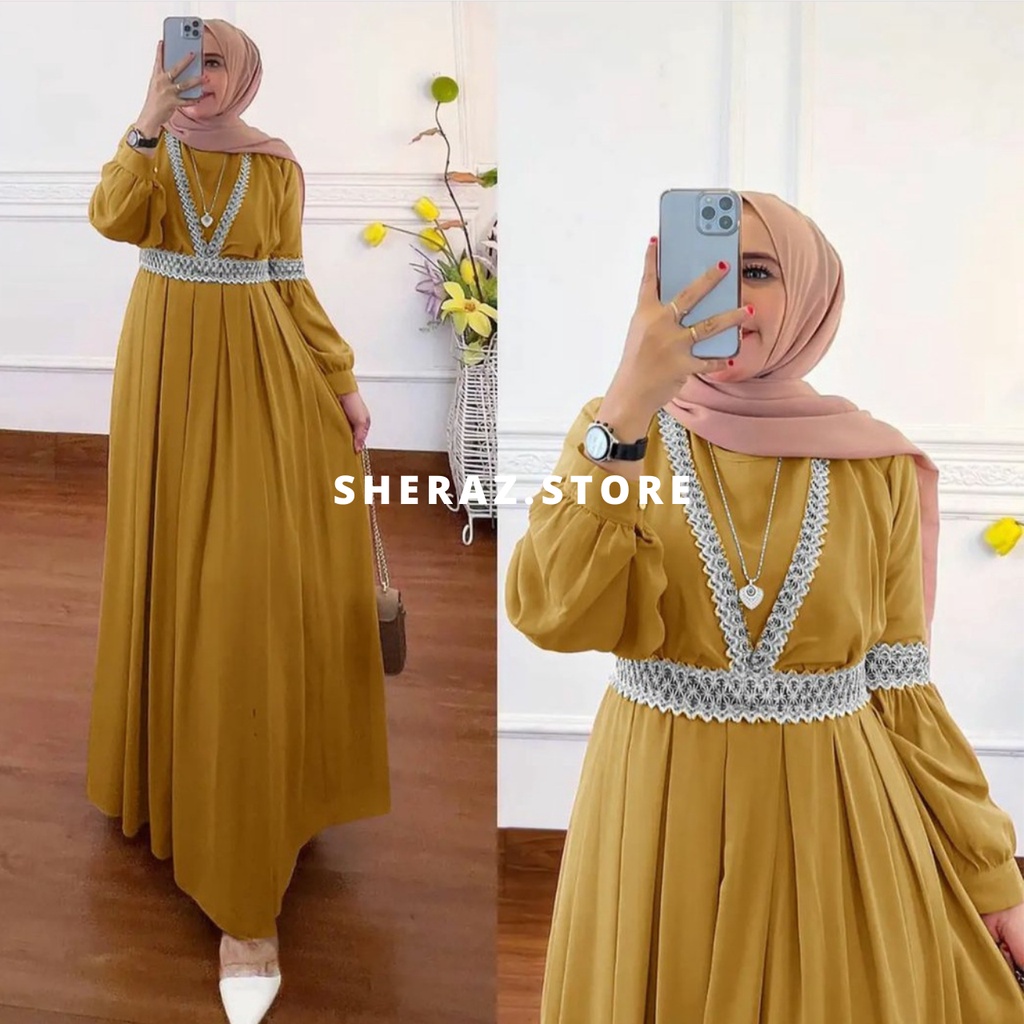 Gamis Kondangan Wanita Jumbo Ld 120 130 140 Terbaru QAISHA DRESS S M L XL XXL 3XL 5L Gamis Hitam Pesta Bahan Ceruty Babydoll