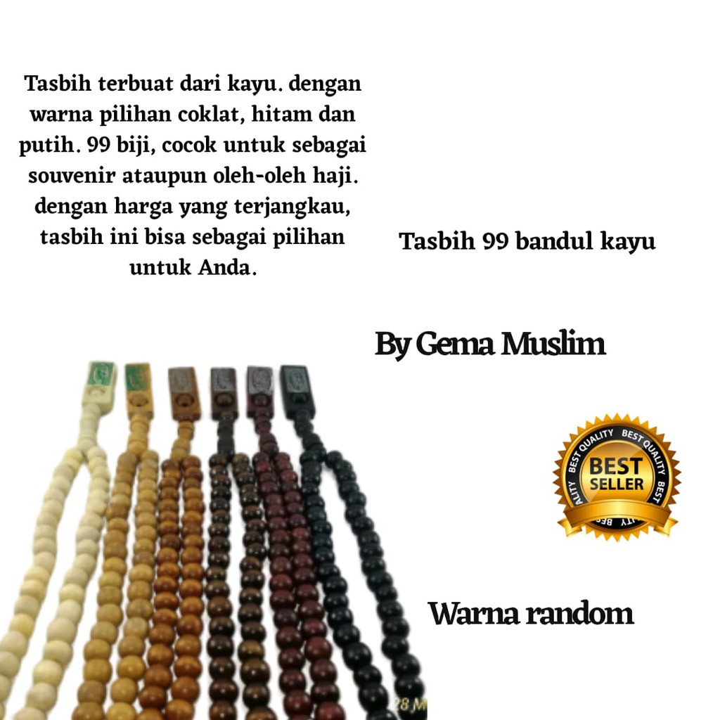 tasbih kayu 99 isi dan harga 10 pcs