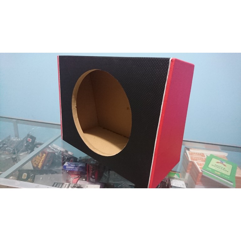 BOX SUBWOOFER MOBIL 12 INCH MDF TEBAL LAPIS KAIN JOK BLACK RED