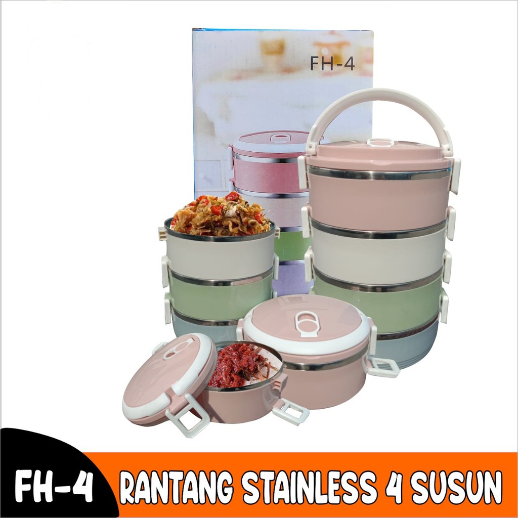 Barnik88 Rantang Makan Rantang Stainless Kedap Udara Makanan Awet Bagus Multifungsi Rantang Stainless 3 dan 4 susun tahan panas Rantang 5 Susun stainless