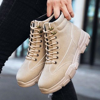 Ugg Sepatu  Boots  High Top Pria  Bahan Katun Tebal Hangat 