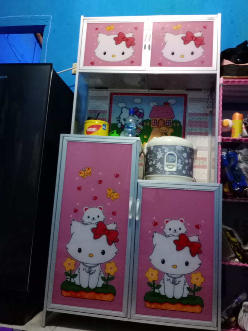 Rak Piring 2 Pintu Magicom / Gendong Kaca Lukis Full Colour (harga Promo)