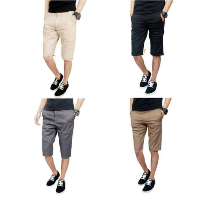 Celana Pendek Chino pria slimfit melar harian santai 27-38