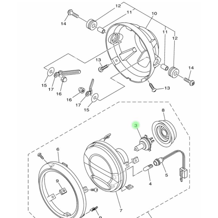 BOHLAM BOLA LAMPU DEPAN 12V 35 - 35W VIXION OLD LAMA ASLI ORI YAMAHA 3C1 H4314 00