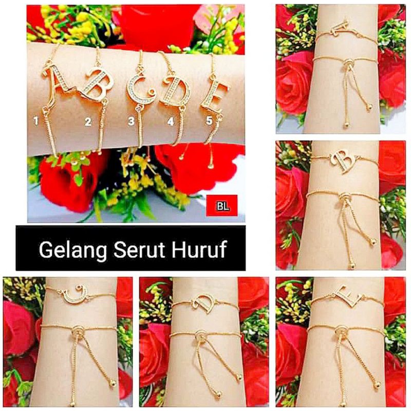GELANG SERUT TITANIUM HURUF , ABJAD , INISIAL