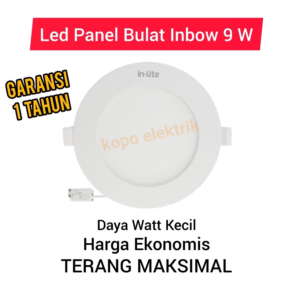 (BERGARANSI 1 TAHUN) INLITE Downlight Led Panel 9 Watt BULAT 9w