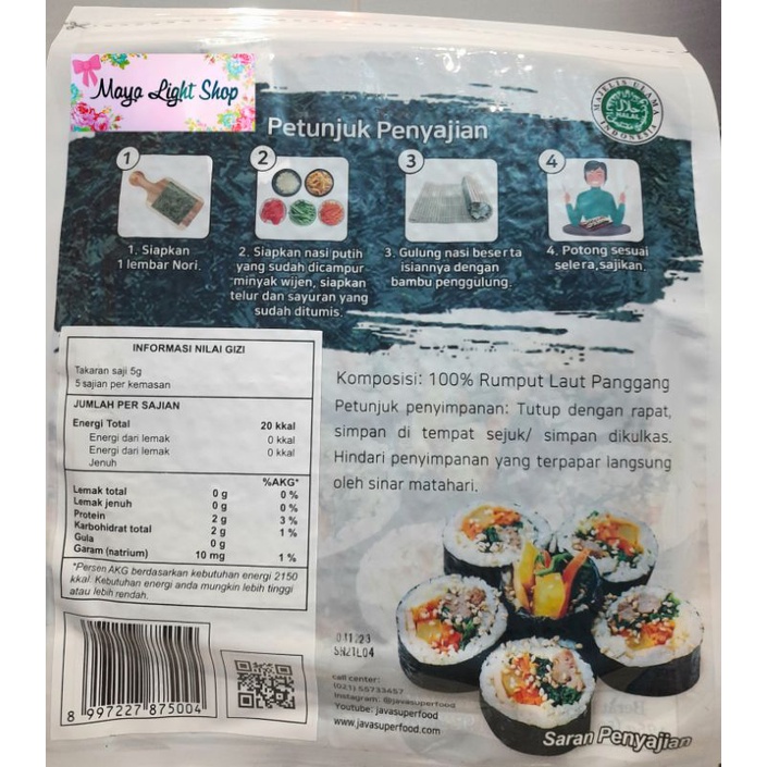 paket nori sushi isi 5 + bambu sushi tikar penggulung sushi seaweed kimbap bento