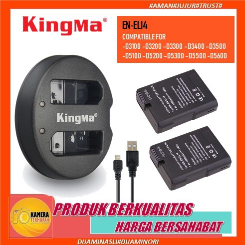 KingMa Paket Complete Battery Baterai Batere Charger Set