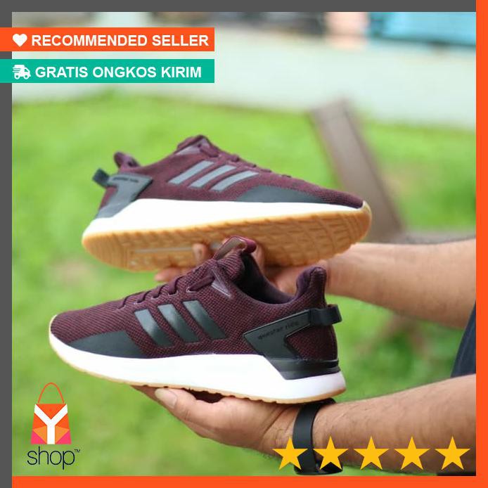 POPULER  SEPATU PRIA ADIDAS QUESTAR RIDE MAROON LIST BLACK ORIGINAL SNEAKERS