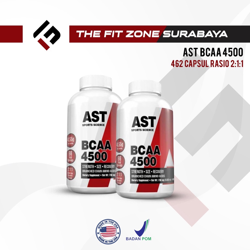 AST BCAA 462 Capsules Suplemen Fitnes Branched-Chain Amino Acids Capsules Ratio 2:1:1