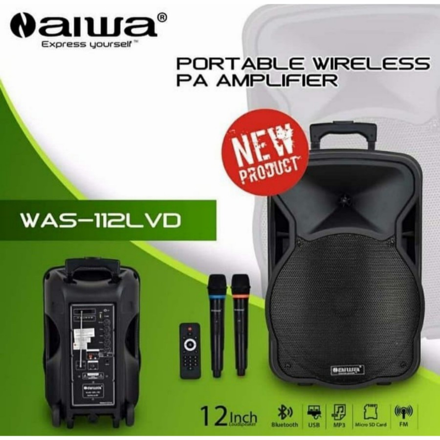 Speaker Portable wireless Aiwa WAS-112LVD 12inch