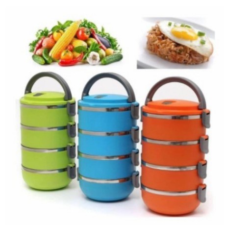 RANTANG 4 SUSUN POLOS / RANTANG SET BEKAL CAMPING PIKNIK LUNCH BOX 3004