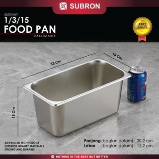 Subron Food Pan 1/3/15 Ukuran 18x33x15 cm Wadah Saji Stainless Steel