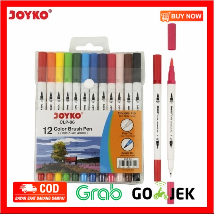 

(BISA COD) Color Brush Pen Pena Kuas Warna Joyko CLP-06 12 Warna Color