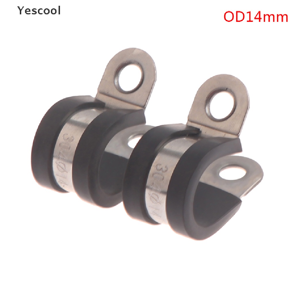 Yescool 2pcs 304 Stainless Steel Rubber Lined P Clips Cable Mounting Hose Pipe Clamp  .