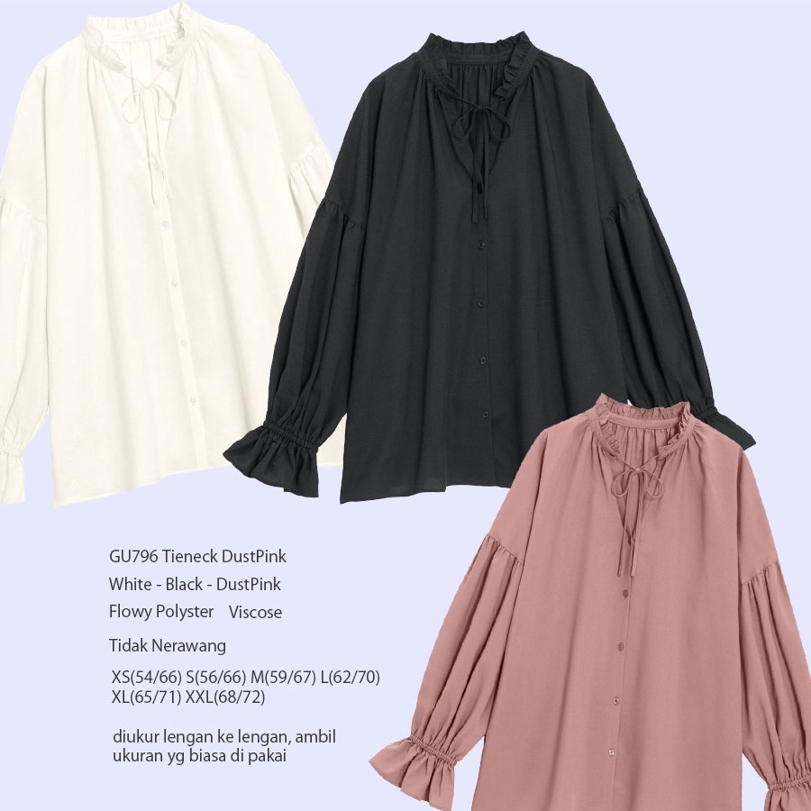 BLOUSE WANITA UNIQLO GU TIENECK BLOUSE-5
