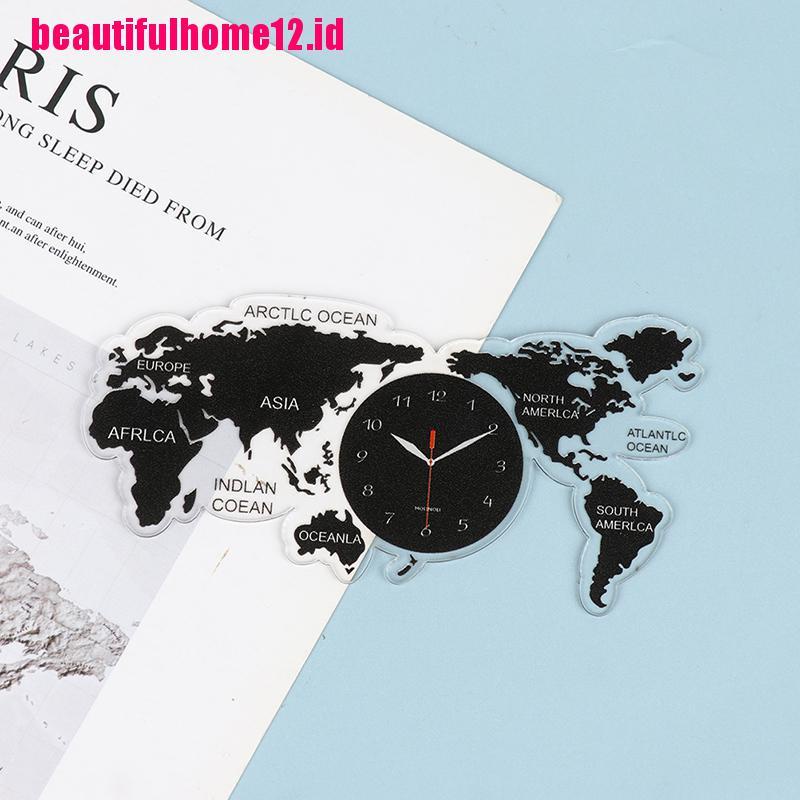 【beautifulhome12.id】1:12 Dollhouse Dollhouse Miniature Props Clock Mini Simulation World Map Clock