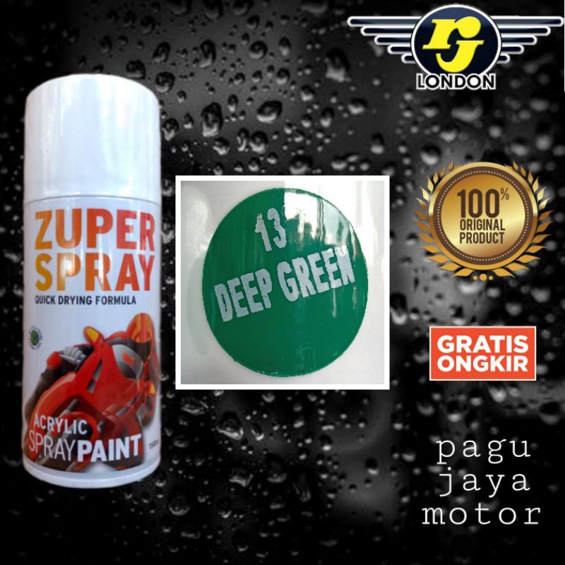 pilox pilok deep green hijau tua 150cc zuper spray cat semprot spray paint untuk motor mobil sepeda velg helm kayu besi plastik