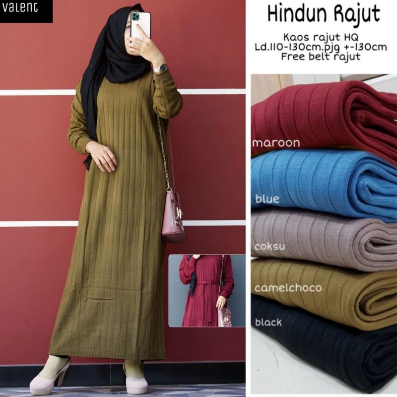 HINDUN 2 maxy gamis rajut HQ ORIGINAL by valent