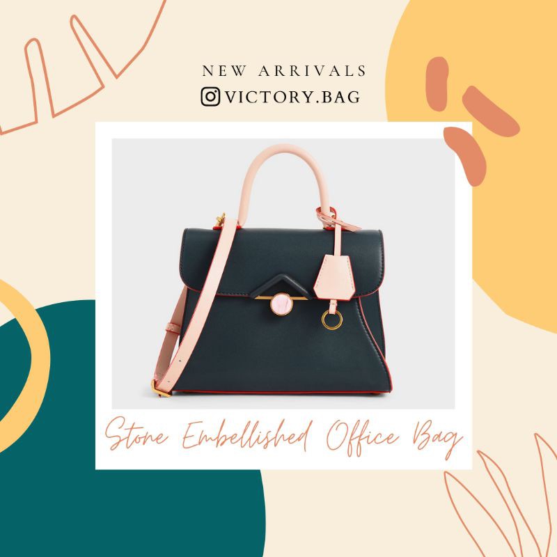 Tas Wanita Charles and Keith CK Stone Embellished Bag Tas Kerja Wanita