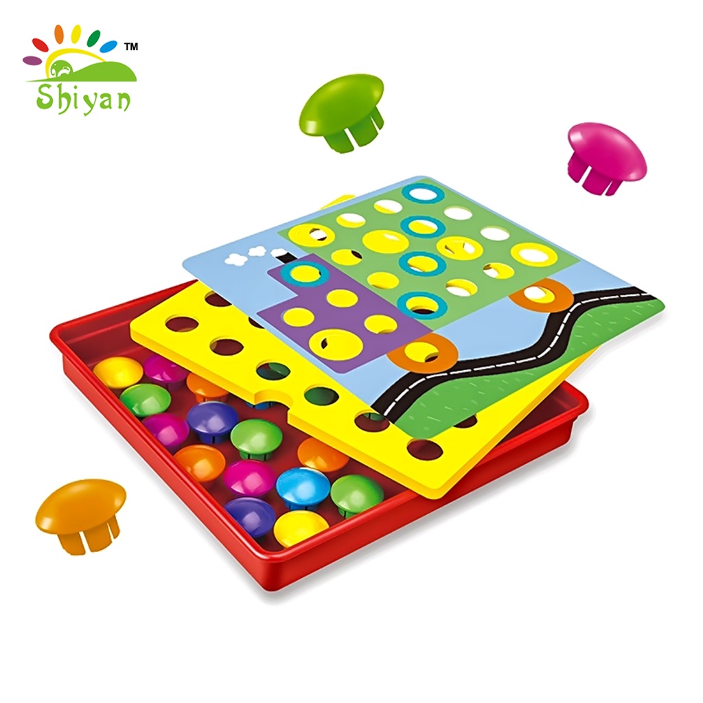 [Shiyan] mainan edukasi anak anak mainan papan seni art board education toys big button mushroom