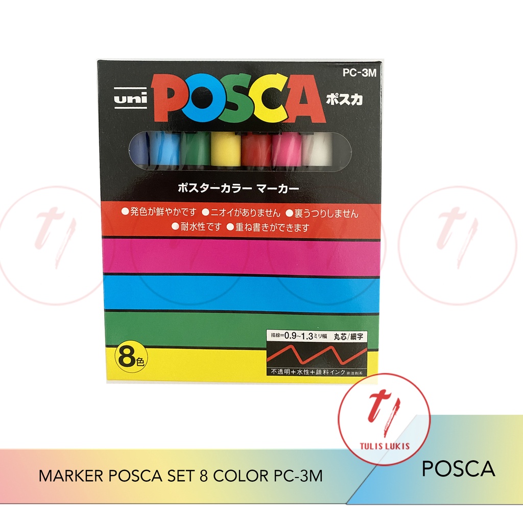 

Spidol Uni Posca Marker PC-3M set 8 Basic Colors