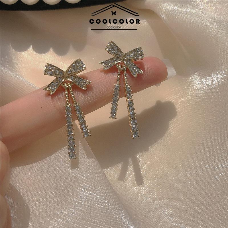 COD❤️Elegan Berlian Mutiara Fashion Sederhana Temperamen Wanita Anting Rumbai Panjang Hadiah Ulang Tahun Kado Fashion Aksesoris Murah