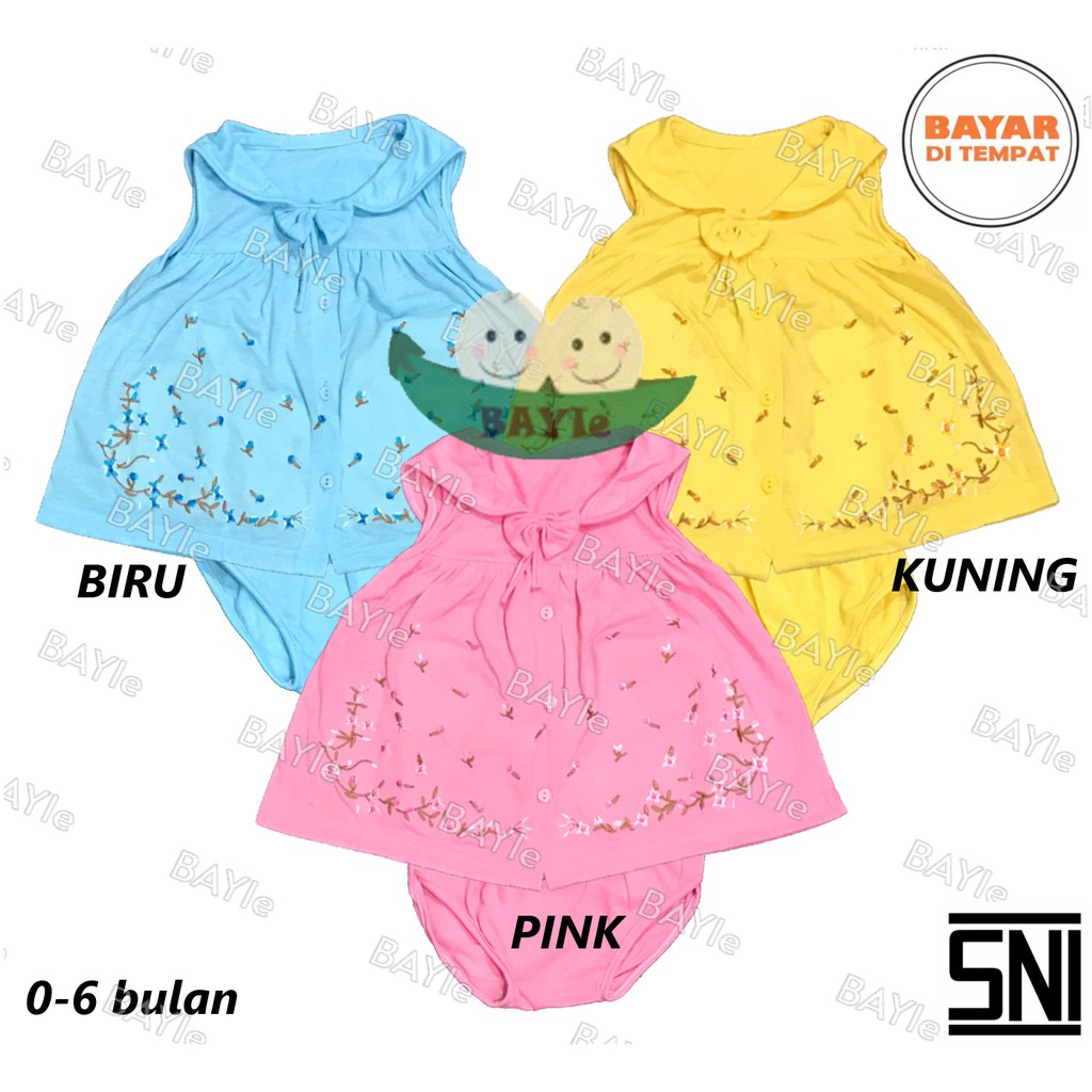 BAYIe - Setelan Baju bayi Perempuan Kancing Depan MOM'S GIFT usia 0 - 6 bulan / Pakaian anak Cewek